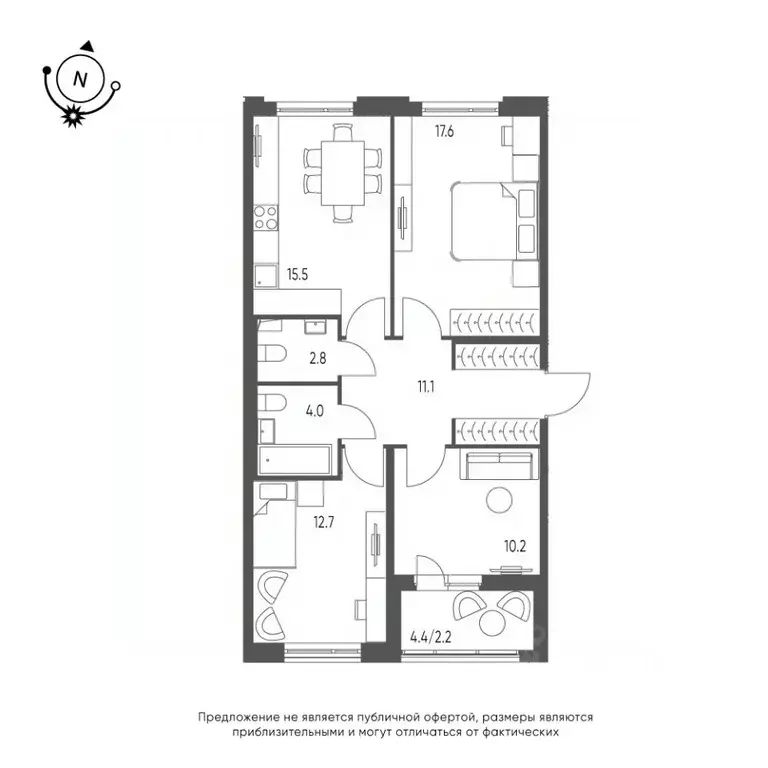 3-к кв. Омская область, Омск Зеленая река мкр,  (76.1 м) - Фото 0