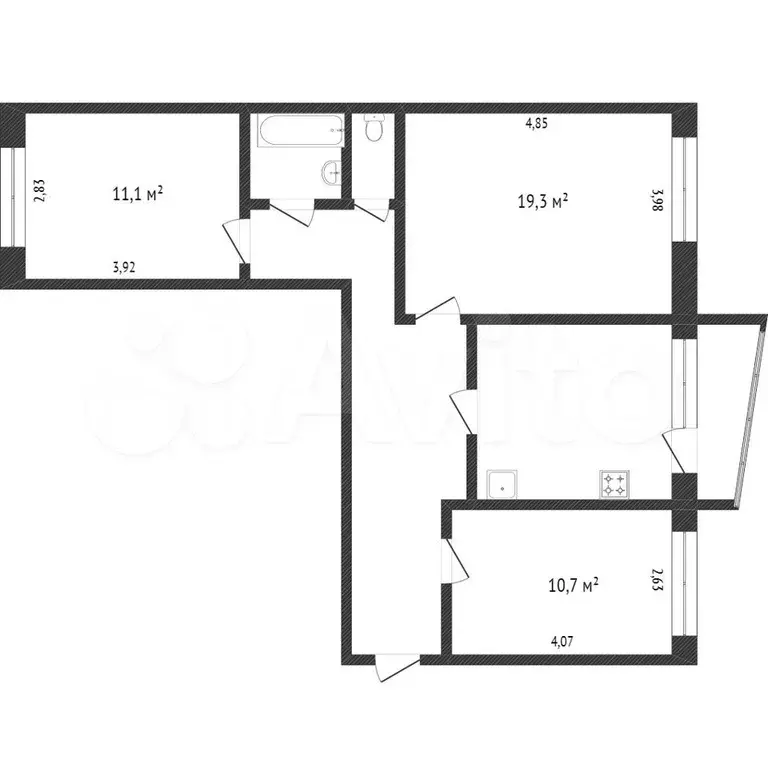 3-к. квартира, 72 м, 4/9 эт. - Фото 0