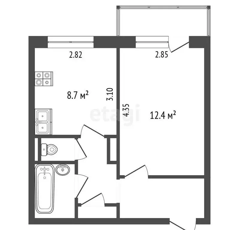 1-комнатная квартира: Челябинск, улица Братьев Кашириных, 97 (31 м) - Фото 0
