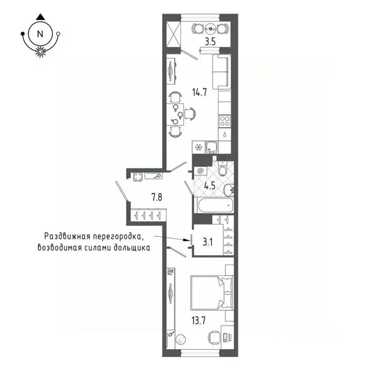 1-к кв. Санкт-Петербург бул. Измайловский, 9 (45.8 м) - Фото 0