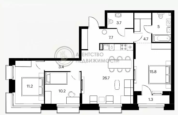 3-комнатная квартира: Казань, улица Журналистов, 1/16 (89.7 м) - Фото 1