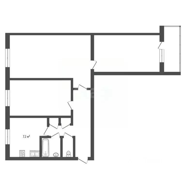 3-к кв. Архангельская область, Архангельск ул. Гагарина, 50 (56.7 м) - Фото 2