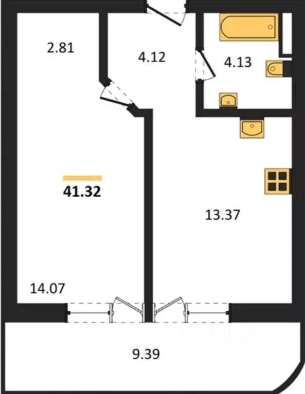 1-к кв. Крым, Симферополь ул. Севастопольская, 92 (41.32 м) - Фото 1