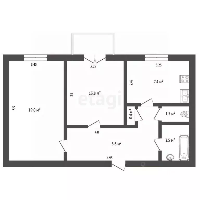 2-к кв. Севастополь ул. Героев Севастополя, 14 (55.7 м) - Фото 2