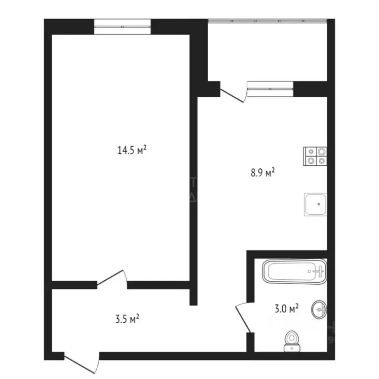 1-к кв. Тюменская область, Тюмень ул. Лесопарковая, 17 (32.1 м) - Фото 2