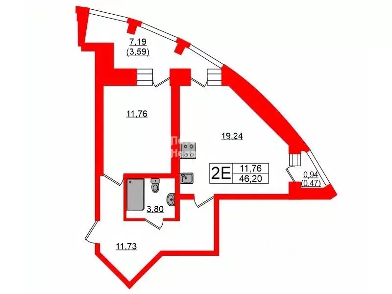 1-к кв. Санкт-Петербург Коломяжский просп., 5к1 (46.2 м) - Фото 1