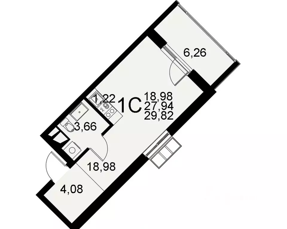 1-к кв. Тульская область, Тула Хлебная пл. (27.94 м) - Фото 0