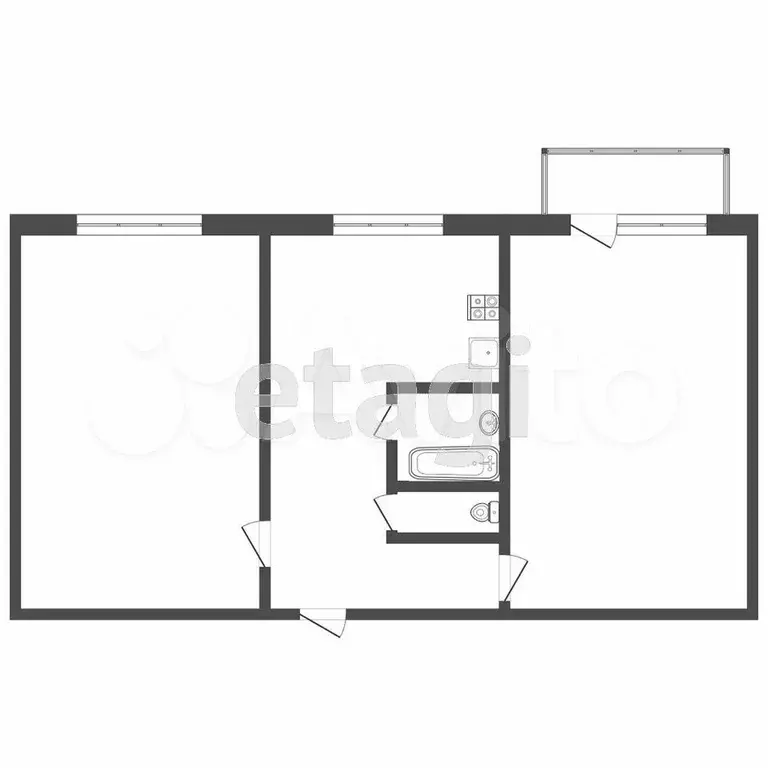 2-к. квартира, 47,6 м, 5/5 эт. - Фото 0