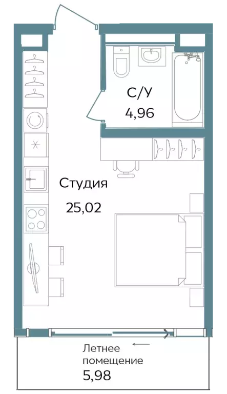 квартира-студия, 35.96 м - Фото 0