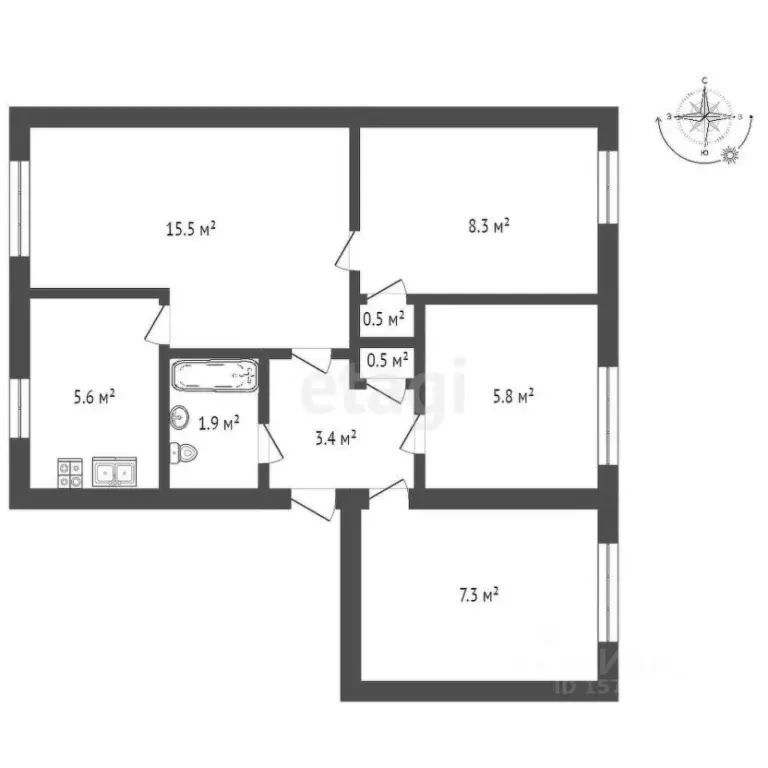 4-к кв. Санкт-Петербург ул. Примакова, 6 (58.8 м) - Фото 1