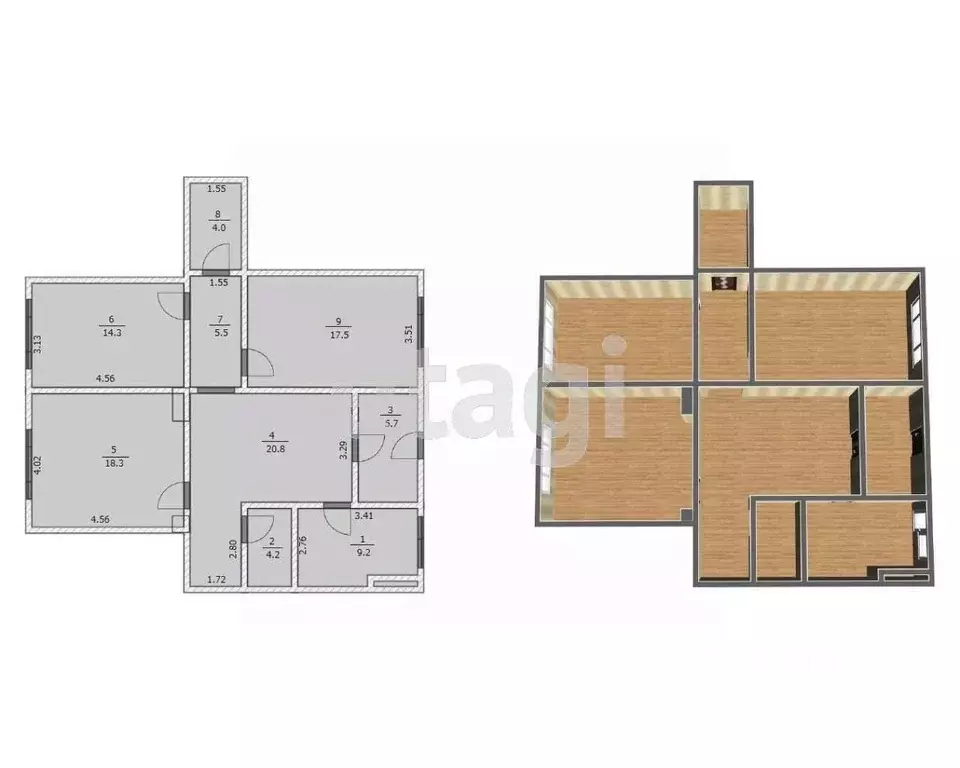 3-к кв. Калужская область, Калуга Хрустальная ул., 60Б (102.9 м) - Фото 2
