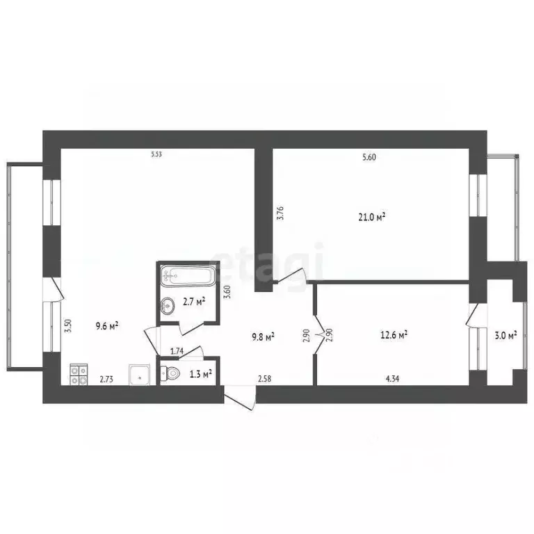 3-к кв. Севастополь ул. Ефремова, 24 (77.0 м) - Фото 1
