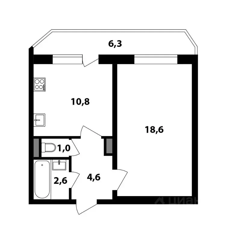 1-к кв. Санкт-Петербург Богатырский просп., 60к3 (37.6 м) - Фото 1