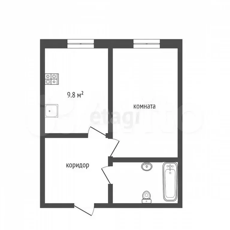 1-к. квартира, 35 м, 2/4 эт. - Фото 0