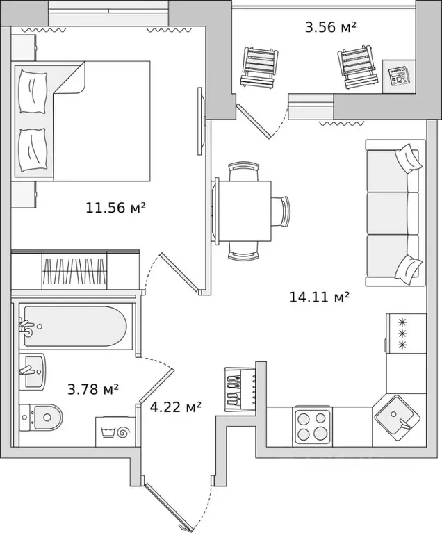 1-к кв. Санкт-Петербург ул. Плесецкая, 24 (39.79 м) - Фото 0