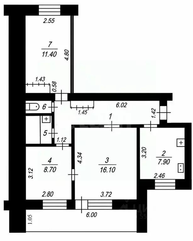 3-к кв. Чувашия, Чебоксары ул. Ленинского Комсомола, 32 (58.5 м) - Фото 2