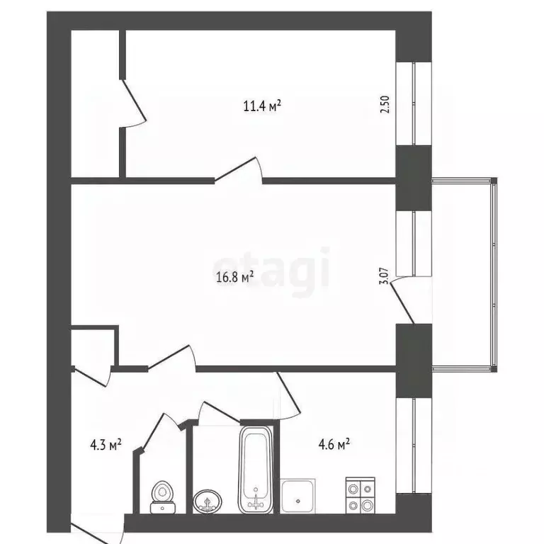 2-к кв. Вологодская область, пос. Федотово 1 (44.7 м) - Фото 2