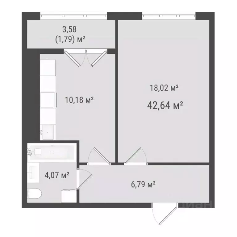 1-к кв. Сахалинская область, Южно-Сахалинск Хомутово п/р,  (40.85 м) - Фото 1