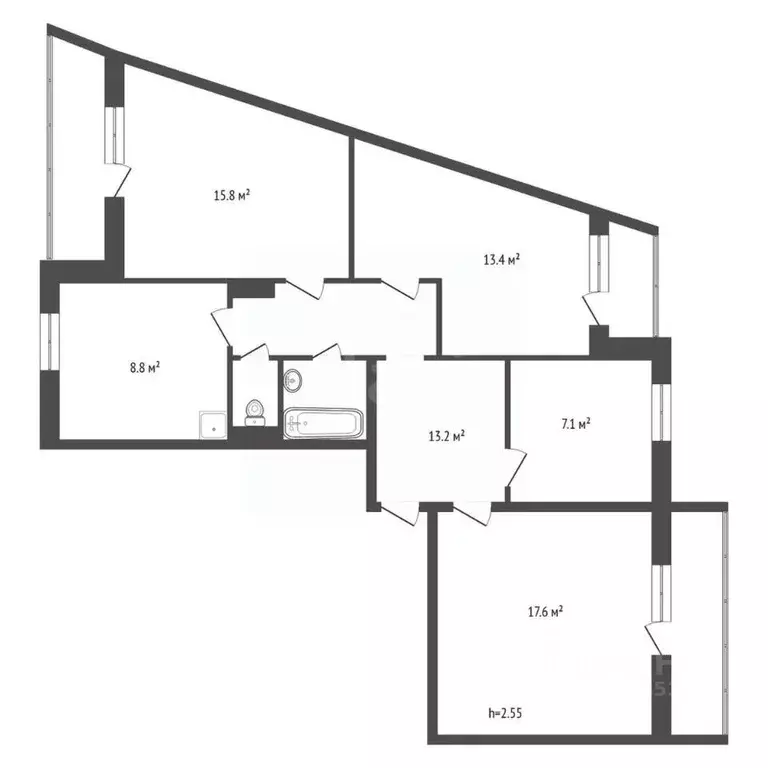 4-к кв. Красноярский край, Красноярск Комсомольский просп., 4 (79.5 м) - Фото 2
