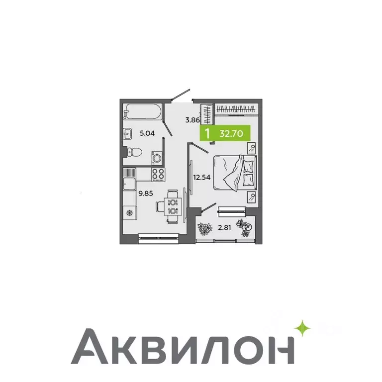 1-к кв. Архангельская область, Северодвинск Аквилон Севен жилой ... - Фото 1