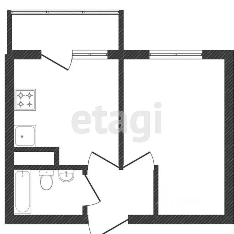 1-к кв. Кемеровская область, Кемерово Пролетарская ул., 29/3 (32.5 м) - Фото 2