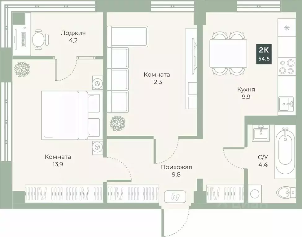 Свободной планировки кв. Курганская область, Курган Заозерный ... - Фото 1