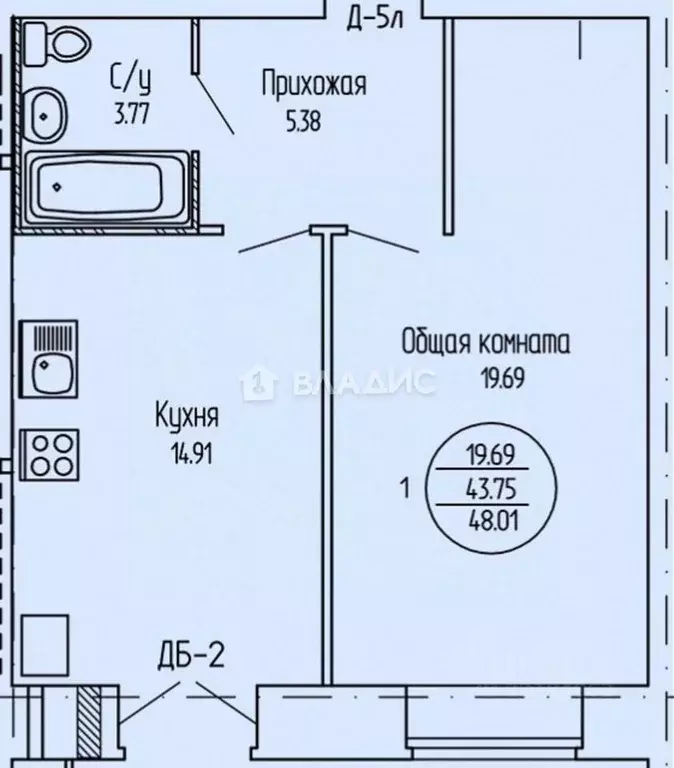 1-к кв. Марий Эл, Йошкар-Ола проезд Прибрежный, 6 (48.0 м) - Фото 1