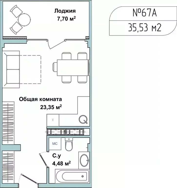 Студия Севастополь ул. Летчиков, 10 (34.7 м) - Фото 0