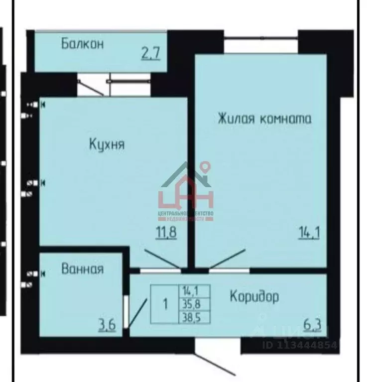 1-к кв. Ставропольский край, Ессентуки ул. Орджоникидзе, 88 (38.5 м) - Фото 2
