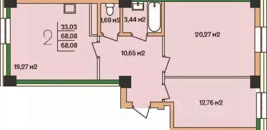 2-к кв. Бурятия, Улан-Удэ 140А мкр, 42к1 (68.08 м) - Фото 1