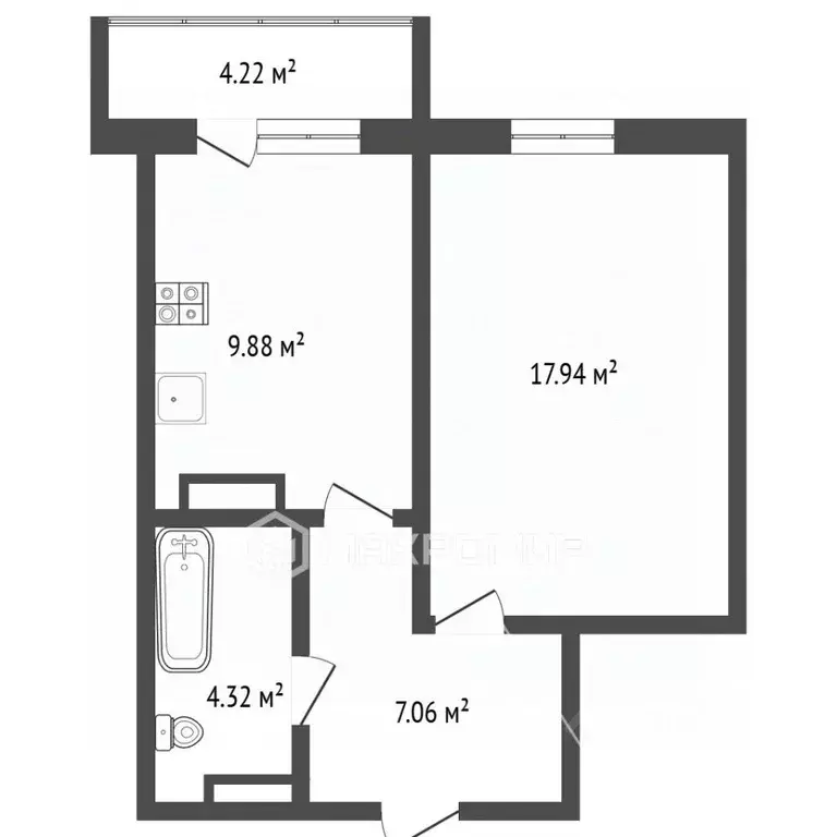 1-к кв. Новосибирская область, Новосибирск ул. Крылова, 34 (38.9 м) - Фото 2
