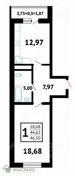 1-к кв. Краснодарский край, Новороссийск ул. Хворостянского (47.0 м) - Фото 2