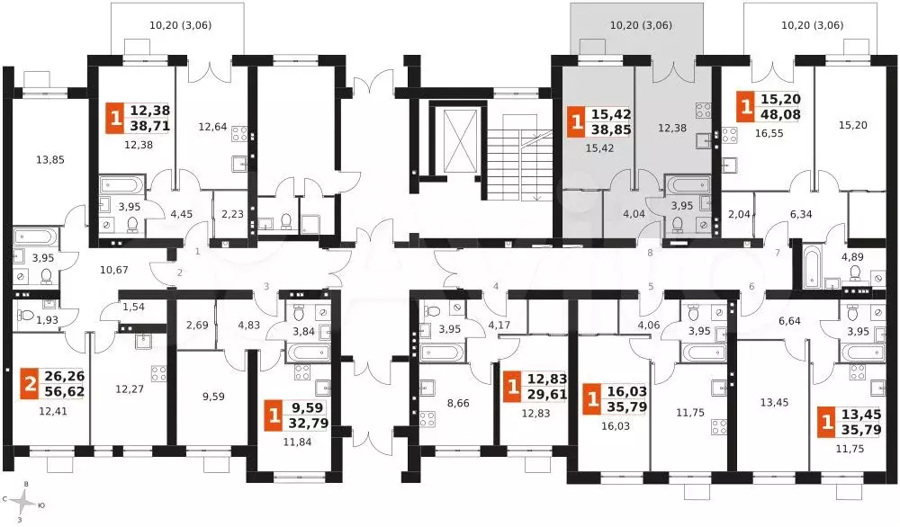 1-к. квартира, 38,9 м, 1/3 эт. - Фото 1