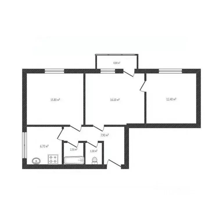 3-к кв. Брянская область, Брянск пер. Чернышевского, 25 (62.7 м) - Фото 1