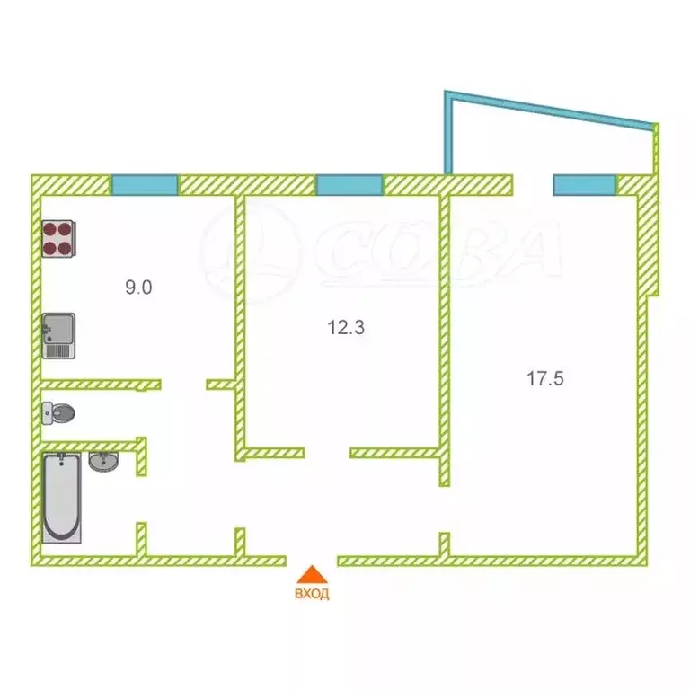 2-комнатная квартира: Тюмень, улица Газовиков, 3 (50.8 м) - Фото 2
