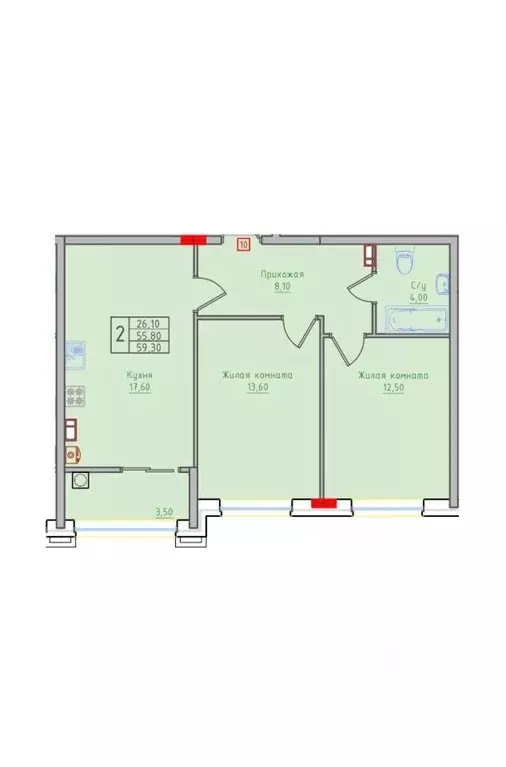 2-к кв. Ставропольский край, Невинномысск ул. Имени Героя России ... - Фото 0
