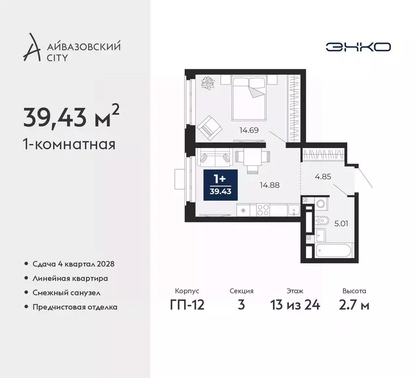1-к кв. Тюменская область, Тюмень Айвазовский Сити жилой комплекс ... - Фото 1