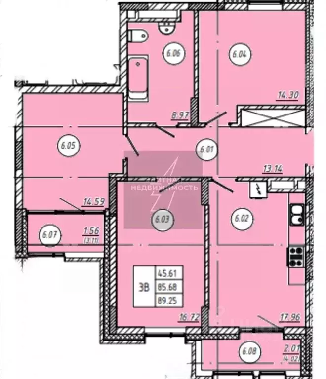 2-к кв. Татарстан, Казань ул. Галиаскара Камала, 39 (89.25 м) - Фото 2