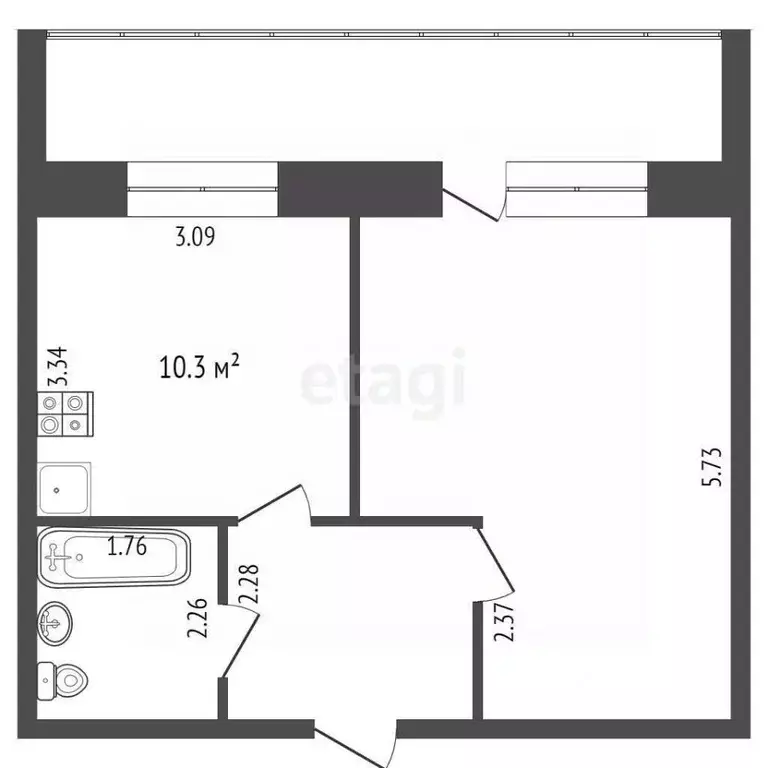 1-к кв. Тюменская область, Тюмень ул. Избышева, 8 (38.6 м) - Фото 2