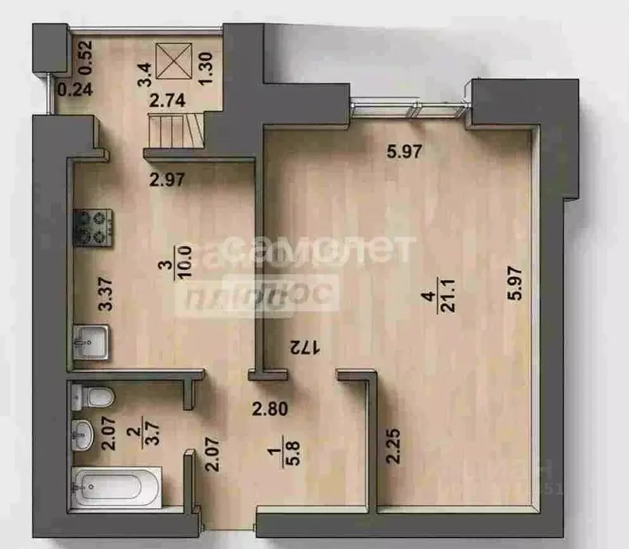 1-к кв. Башкортостан, Уфа ул. Георгия Мушникова, 23 (40.6 м) - Фото 2