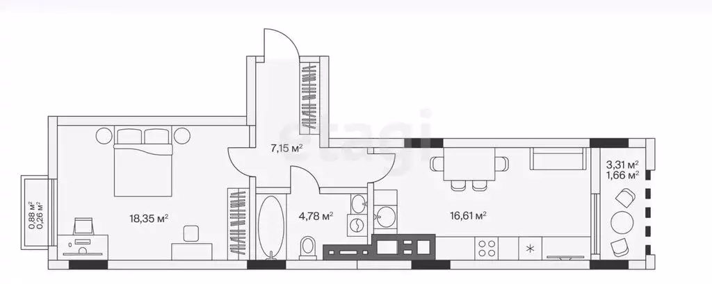 1-комнатная квартира: Малое Исаково, Первая улица, 1к3 (49 м) - Фото 1