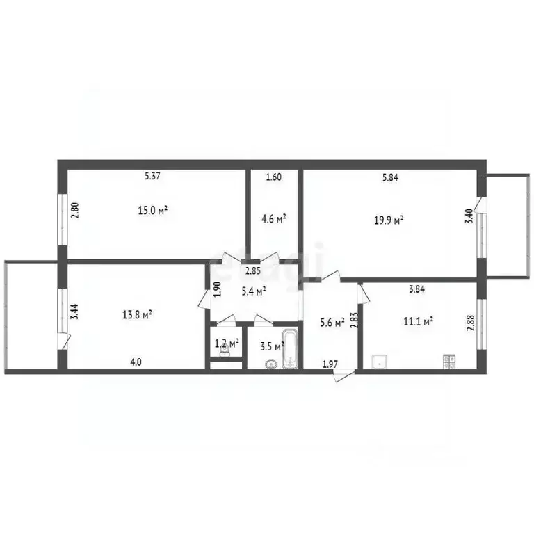 3-к кв. Саха (Якутия), Якутск просп. Михаила Николаева, 49/1 (80.1 м) - Фото 2