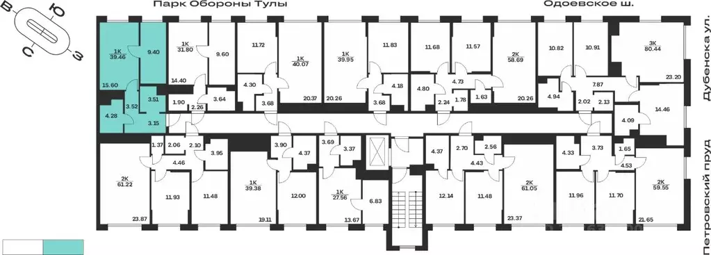 1-к кв. Тульская область, Тула Жукова Парк жилой комплекс (39.46 м) - Фото 2