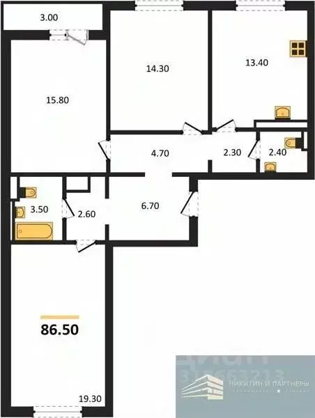 3-к кв. Воронежская область, Воронеж ул. Загоровского, 5/2 (86.5 м) - Фото 0