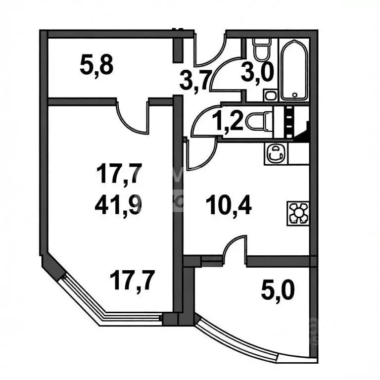 1-к кв. Москва Большая Очаковская ул., 1 (41.2 м) - Фото 2