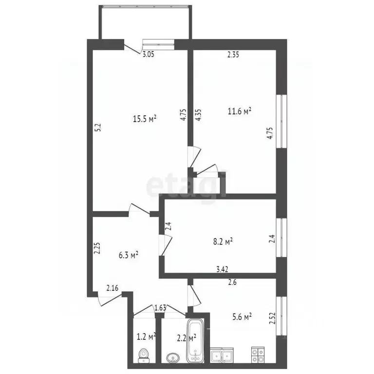 3-к кв. Крым, Феодосия ул. Гарнаева, 63 (47.3 м) - Фото 1