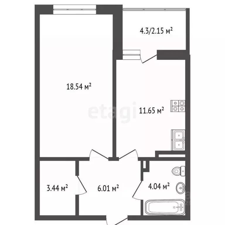 1-к кв. Краснодарский край, Краснодар ул. Имени Героя Георгия ... - Фото 2