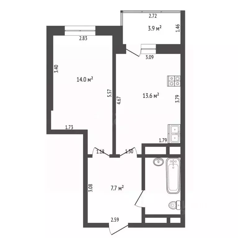 1-к кв. Тюменская область, Тюмень ул. Мельникайте, 2к5 (39.8 м) - Фото 2