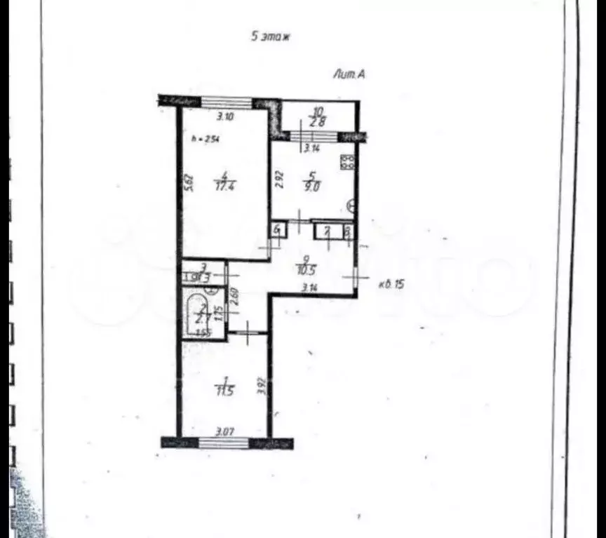 2-к. квартира, 53,5 м, 5/5 эт. - Фото 0