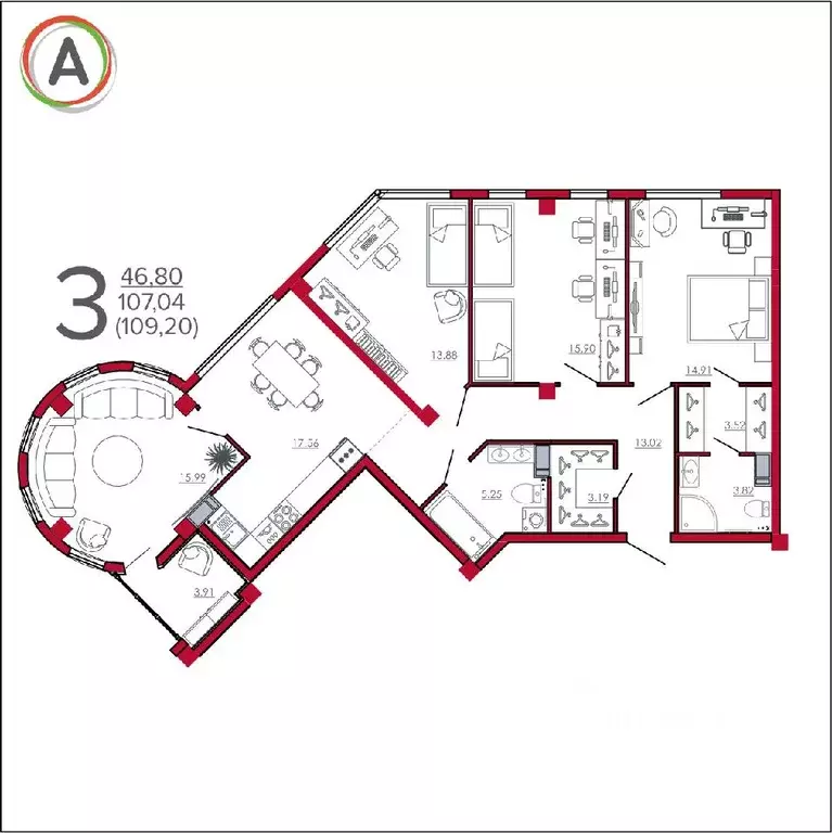 3-к кв. Брянская область, Брянск Московский мкр, 60 (110.0 м) - Фото 0